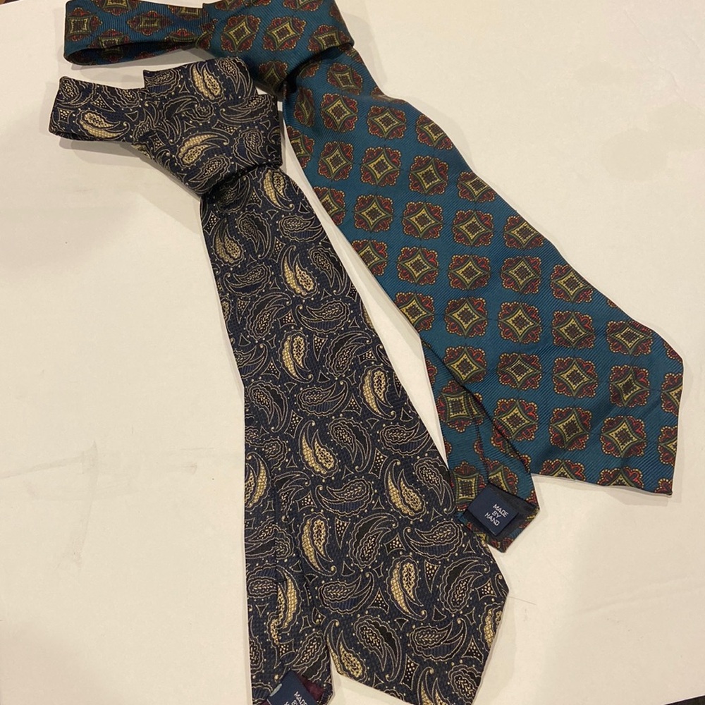 Set of 2 Vintage Polo by Ralph Lauren Silk Made by Hand Ties